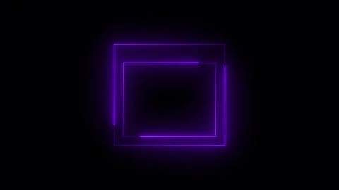 Neon glowing purple window computing icon animation in black background Stock Footage 265422556