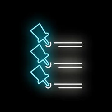 Neon glowing pushpins indicating checklist items Stock Illustration