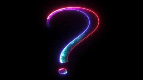 Neon glowing question mark abstract black background. Neon question mark icon Stock Footage 295933059