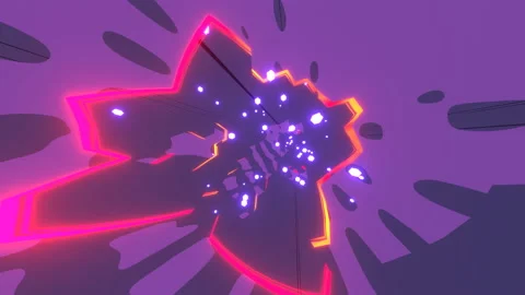 Neon glowing rays in motion. 3D animation Stock Footage 210840522