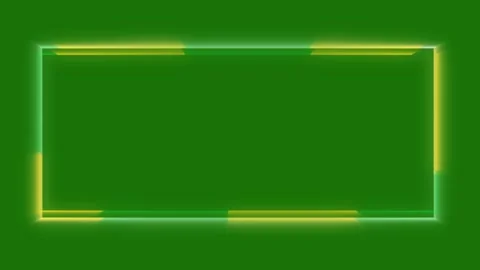 Neon glowing rectangle frame  animation.  rectangle border line chroma key. Stock Footage 297849776