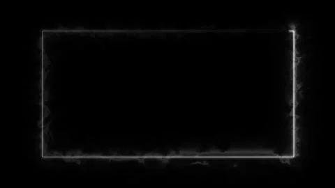 Neon glowing rectangle frame animation with smoky effect on black background Stock Footage 336462860