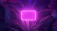 Neon Glowing Rectangle Frame Appears In The Tropical Forest At Windy Night Stock Footage