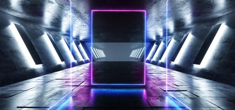 Neon Glowing Rectangle Frame Shaped Sci Fi Futuristic Club Dance Retro Alien  Stock Illustration