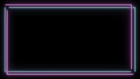 Neon glowing rectangular frame. Abstract light border with blue and purple Stock Footage 340606743