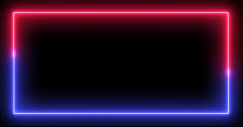 Neon glowing rectangular frame background motion graphic. Futuristic with a.. Illustrazione stock