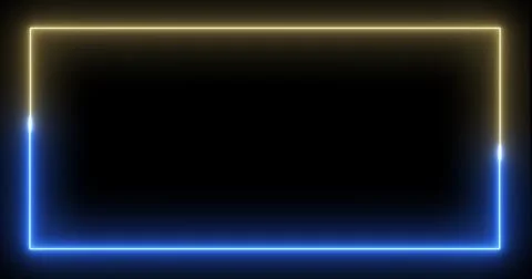 Neon glowing rectangular frame background motion graphic. Futuristic with a.. Illustrazione stock