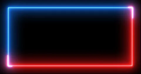 Neon glowing rectangular frame background motion graphic. Futuristic with a.. Stock Illustration