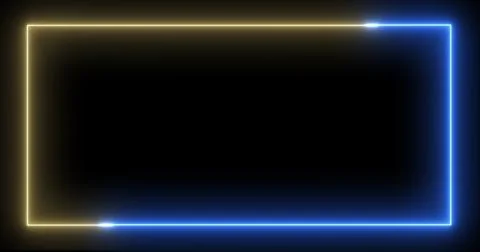 Neon glowing rectangular frame background motion graphic. Futuristic with a.. Illustrazione stock