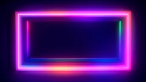 Neon glowing rectangular frame with dimming light colors effect on dark bac.. Vídeos de archivo 273954239