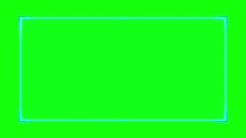 Neon glowing rectangular frame overlay with pulsing light effect on green s.. Stock Footage 337555655