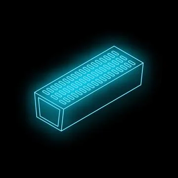 Neon glowing rectangular manhole cover with ventilation openings on black b.. Stock Illustration