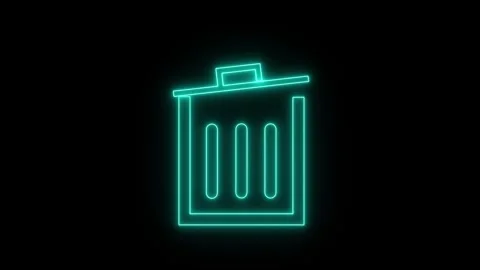 Neon glowing recycle icon on black screen. Animated neon line trash can sym.. Stock Footage 313422645