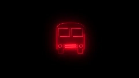 Neon glowing red bus icon animation in black background Vidéo 265530846