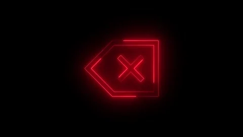Neon glowing red color backspace icon on black background animation Vidéo 274159575