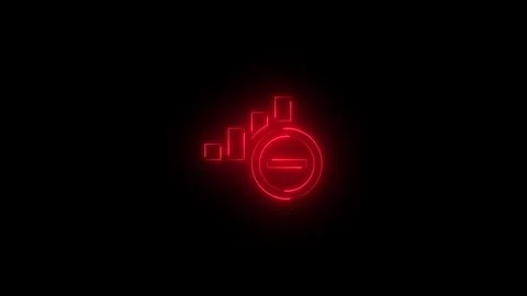 Neon glowing red color data sense bar icon on black background animation Видео 274591908
