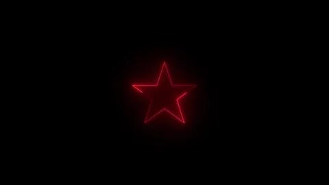 Neon glowing red color five hand star icon animation black background Vidéo 269912146