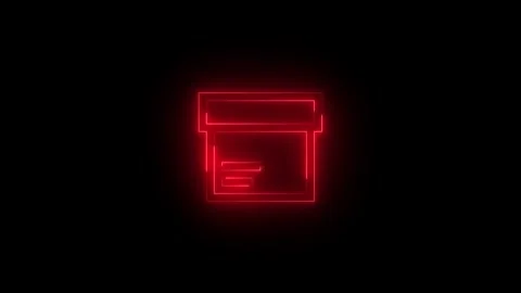 Neon glowing red color package symbol icon on black background animation Vidéo 274680543