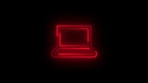 Neon glowing red color system device icon on black background animation Vidéo 274339075