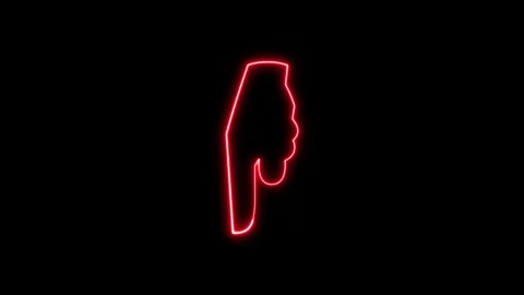 Neon glowing red hand pointing down motion graphic animation footage. 스톡 동영상 337330832