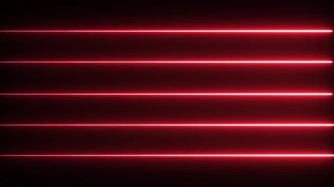 Neon glowing red laser beams scanning across a dark background for technology Stock Footage 335573547