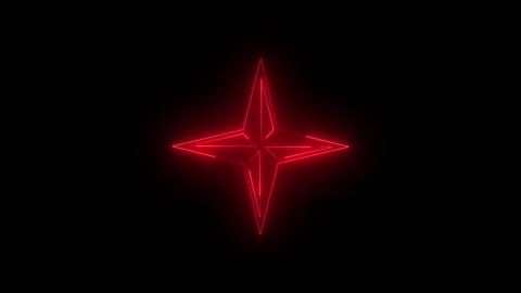 Neon glowing red star icon animation in black background Vidéo 265530906