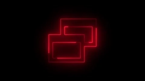 Neon glowing red window computing file icon animation in black background Stock Footage 265423048