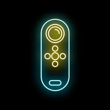Neon glowing remote control icon for technology Stock Illustration