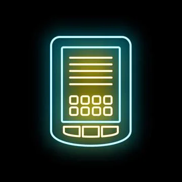Neon glowing retro pda digital communication device Stock Illustration