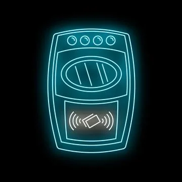 Neon glowing rfid access control reader icon Stock Illustration