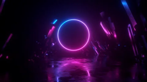 Neon Glowing Ring and Crystals Backdrop Video stock 169493422