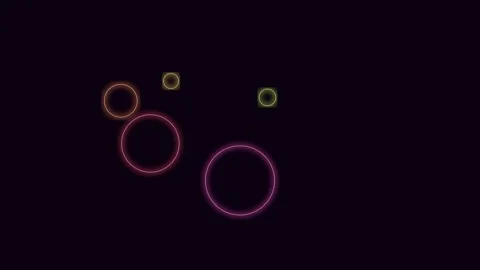 Neon Glowing Rings Animation Abstract Background Elements Overlay Stock Footage 336837188