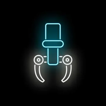 Neon glowing robotic claw machine arm icon Stock Illustration