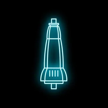 Neon glowing rocket technology icon on black background Illustrazione stock