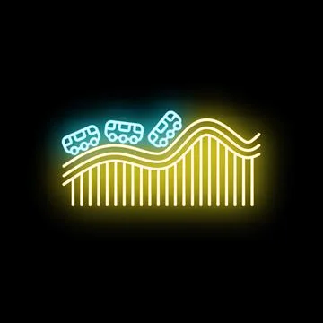 Neon glowing roller coaster ride concept sign 库存插图