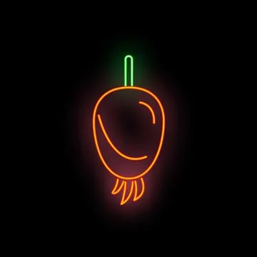 Neon glowing root vegetable outline with dark background Stock Illustration