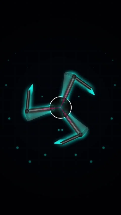 Neon Glowing Rotating Mechanical Spinner Abstract Motion Graphic Stock Footage 346203384
