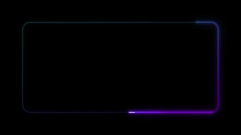 Neon glowing rounded rectangle frame with moving light border animation on .. Stock Footage 344863143