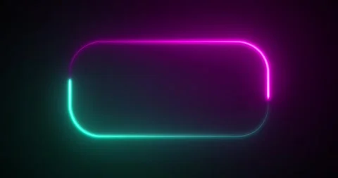 Neon glowing rounded rectangle picture frame icon animation. Glowing two color n 스톡 동영상 336452544