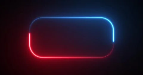 Neon glowing rounded rectangle picture frame icon animation. Glowing two color n 스톡 동영상 336452547