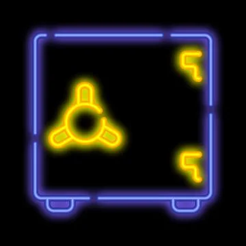 Neon glowing safe storage combination, investment Illustrazione stock