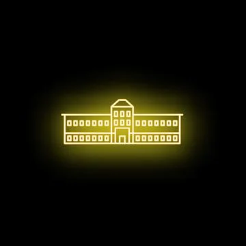 Neon glowing school building line icon Ilustración de archivo