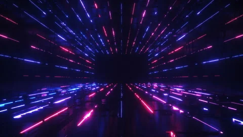 Neon Glowing Sci-Fi Futuristic Tunnel Background Stock Footage 233827168