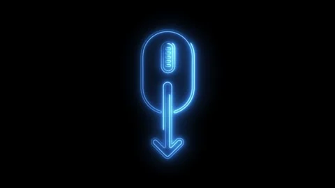 Neon glowing scroll down icon on black background animation for ui design a.. Stock Footage 308179978