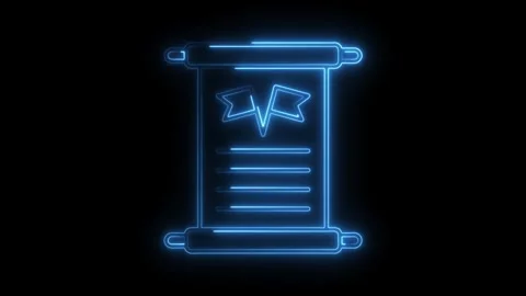 Neon glowing scroll illustration of a royal decree for gaming or fantasy co.. Stock Footage 308902659