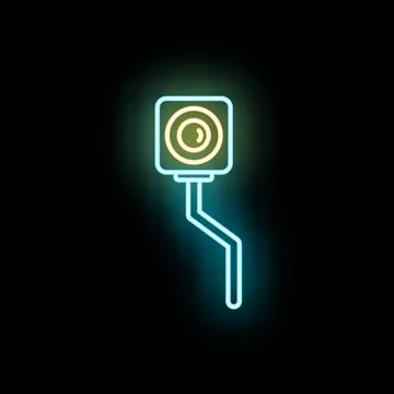 Neon glowing security surveillance camera icon Stock Illustration