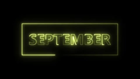 Neon Glowing September Text Display with Modern Digital Effect on Dark Back.. Stock Footage 338371694