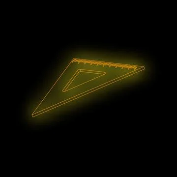 Neon glowing set square on dark background Stock Illustration