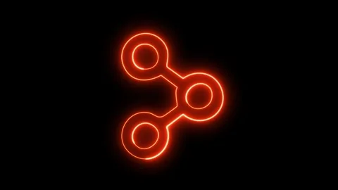 Neon glowing share icon loop on black bg. Vidéo 332089848