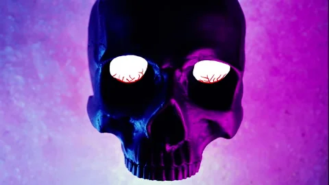 Neon glowing skull, scribble funny animated. Frame by frame halloween animation. Video stock 261707643